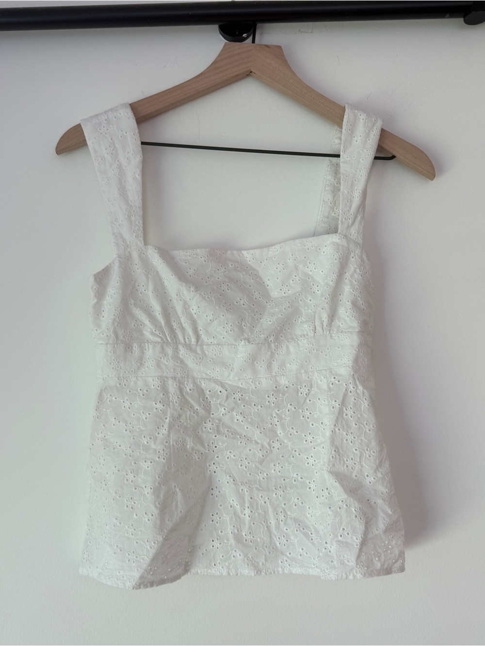 White Eyelet Square-Neck Tank Top - Women
